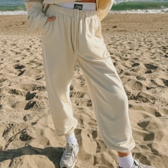 Daily Drills Pants - Daily Drills Cream Relaxed Track Pants